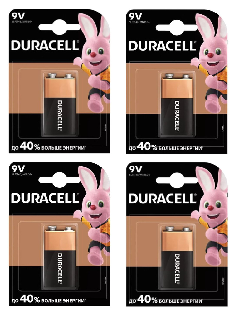 Duracell Батарейка Крона (6F22, 1604D), 4 шт #1