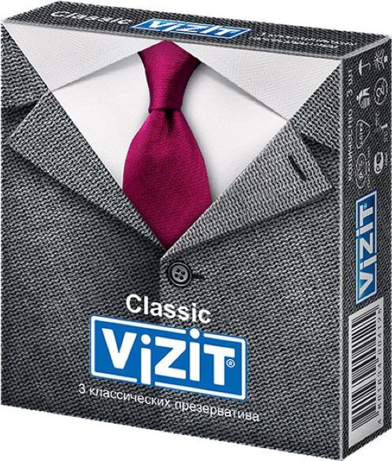 Презервативы Vizit / Визит Classic классические из латекса гладкие, с силиконовой смазкой 3шт.  #1