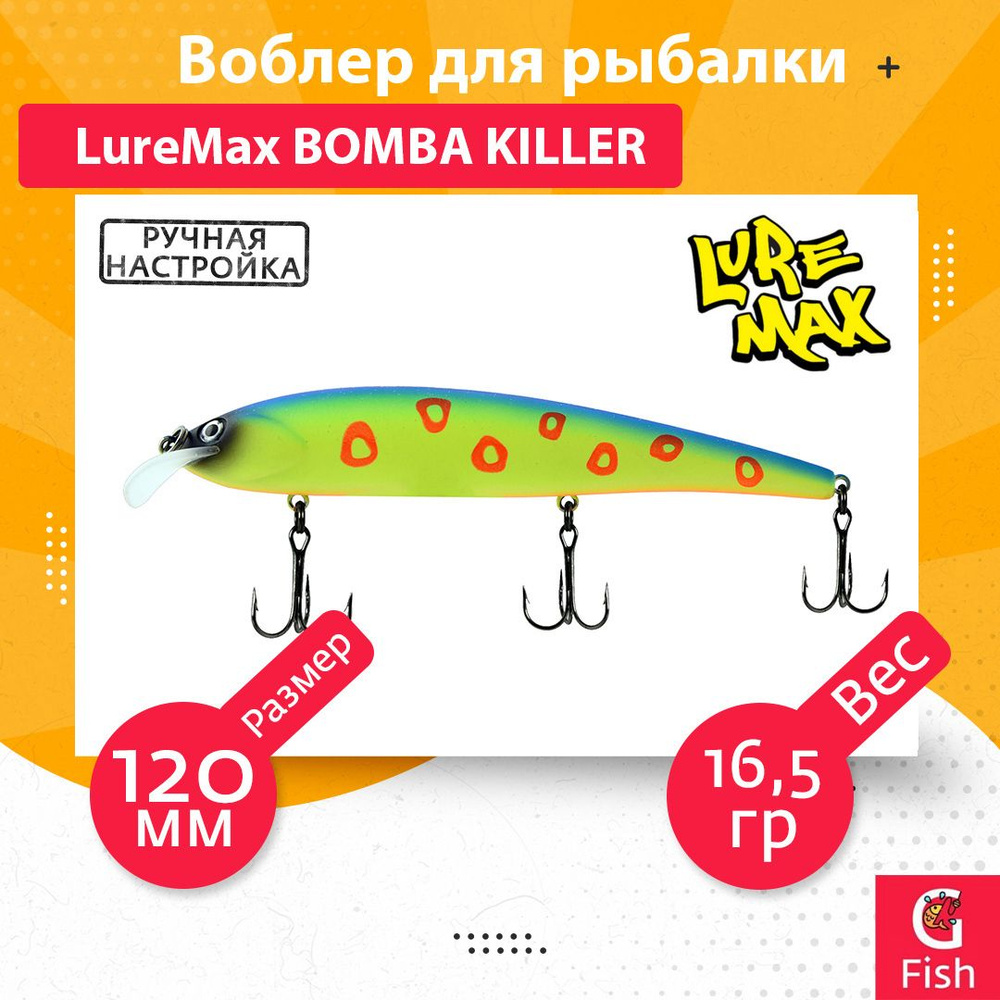 Воблер для рыбалки LureMax BOMBA KILLER 120FDR-126 16,5 г., для троллинга (судак, щука)  #1