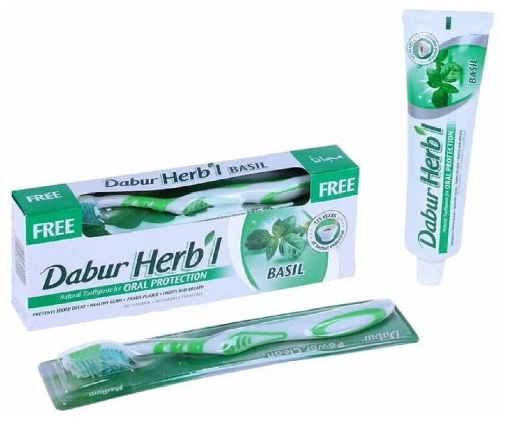 Натуральная зубная паста Dabur Herb Basil (Дабур Мисвак) органическая лечебно-профилактическая для все #1