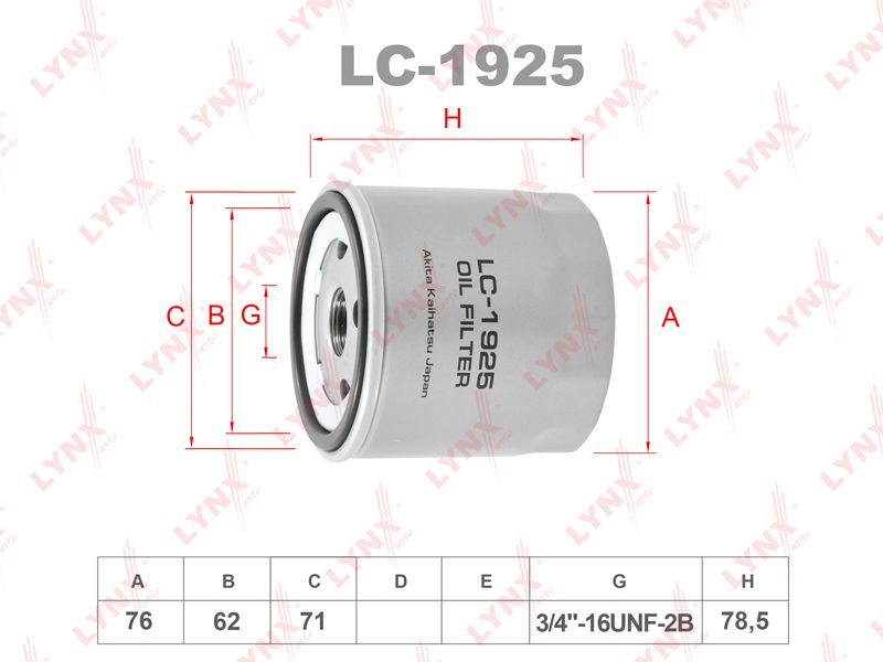 LYNXauto Фильтр масляный арт. 1LNLC-1925_50 #1