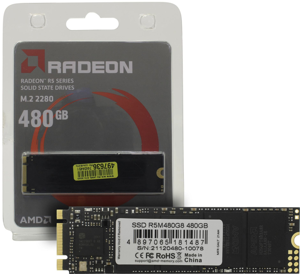 AMD 480 ГБ Внутренний SSD-диск Твердотельный накопитель 480GB SSD RADEON R5 M.2 2280 SATA3 R530Mb s, #1