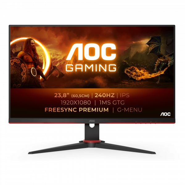 AOC Монитор Игровой 23,8 AOC 24G2ZE BK IPS 1920x1080 240Hz 350cdm 0,5ms 1000:1 2xHDMI DP Черно-красный, #1