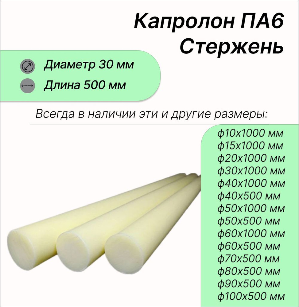 Капролон ПА6 (полиамид) стержень ф30х500 мм #1