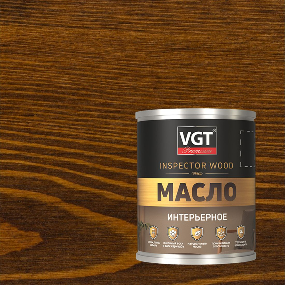 Масло интерьерное VGT Premium Inspector Wood (0,75л) темный орех #1