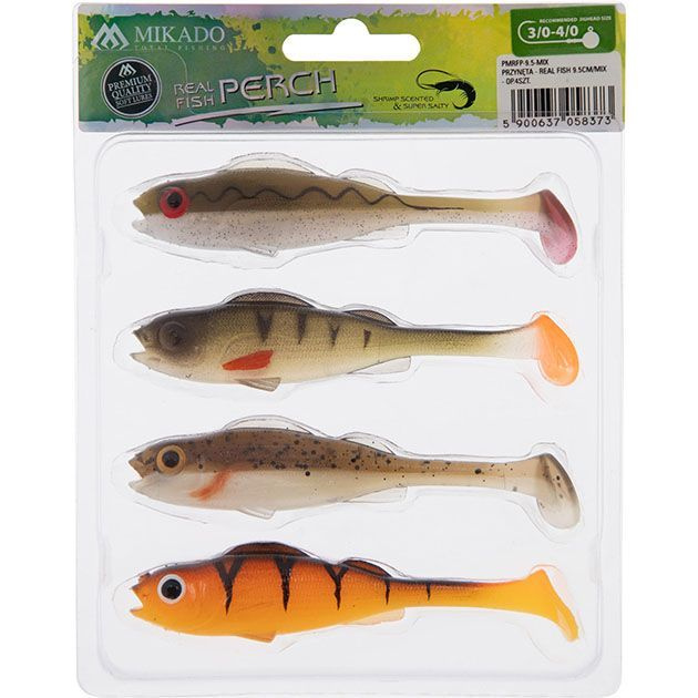 Виброхвост Mikado REAL FISH 9.5 см., 7.6 г., MIX (4 шт.) #1