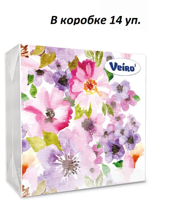 Veiro Салфетки 3-слойные, 33 х 33 см, Полевые цветы, 20 шт/уп, в коробке 14 уп  #1