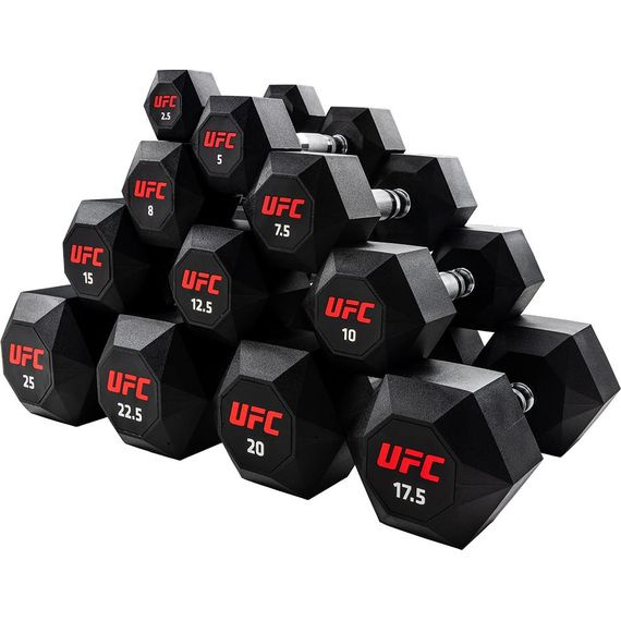 Комплект обрезиненных октагональных гантелей 10 пар от 2,5 до 25кг UFC Octagon Dumbbell  #1