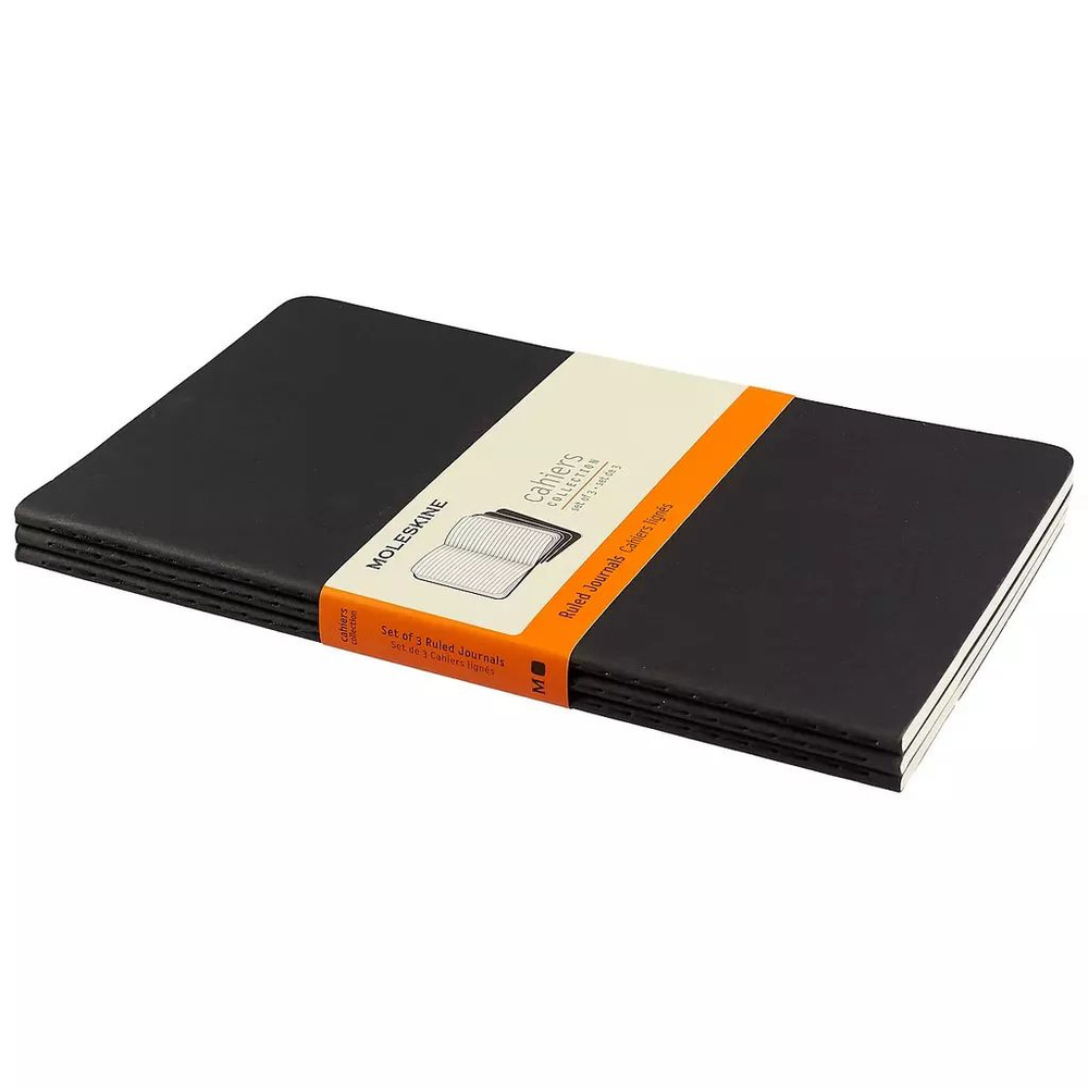 Набор из 3-х блокнотов в линейку Moleskine CAHIER JOURNAL (QP316) 13х21см, черный (3шт)  #1