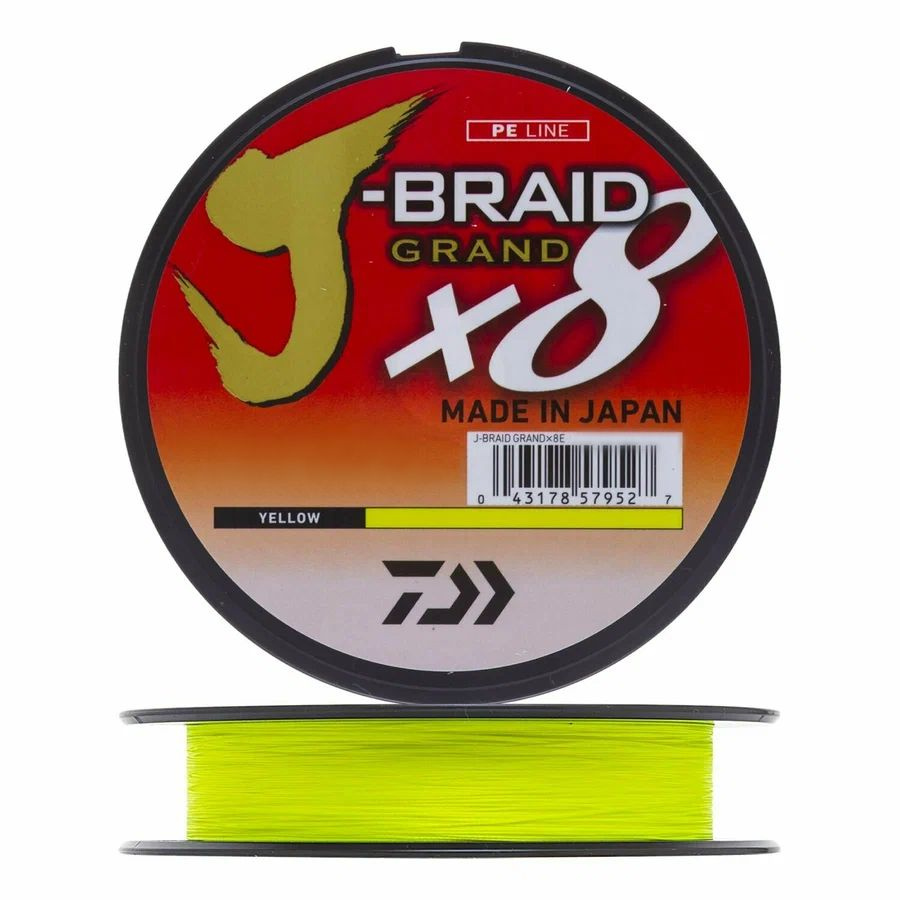 Плетеный шнур Daiwa J-Braid Grand x8, 0.06 мм/5 кг, 135 м, желтый #1