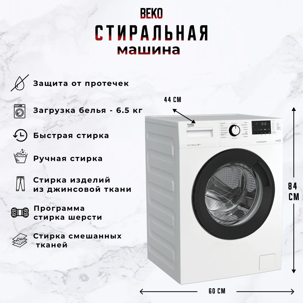 Стиральная машина Beko WSRE6H612ZAWI белый #1