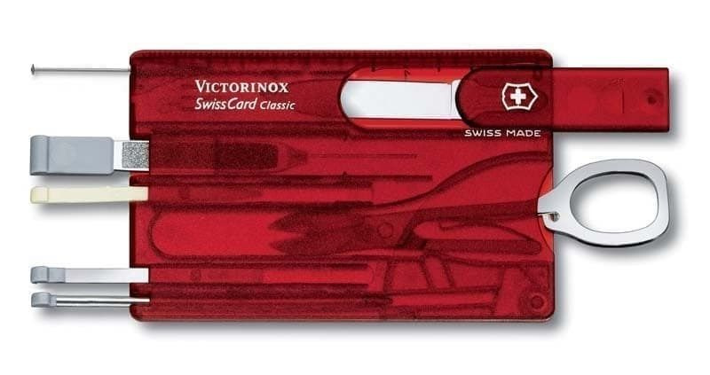 Швейцарская карточка VICTORINOX SwissCard Classic, 10 функций, полупрозрачная красная  #1