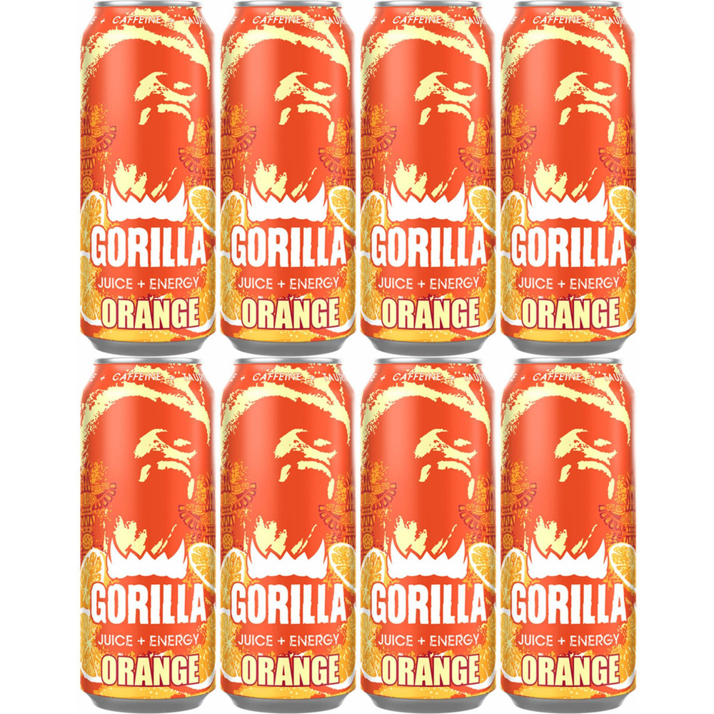 Энергетический напиток Gorilla Orange c соком апельсина сильногазированный безалкогольный 450 мл, набор: #1