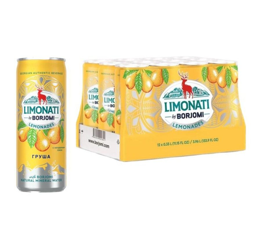 Газированный напиток Borjomi Limonati 0,33л.х12шт. Груша Боржоми #1