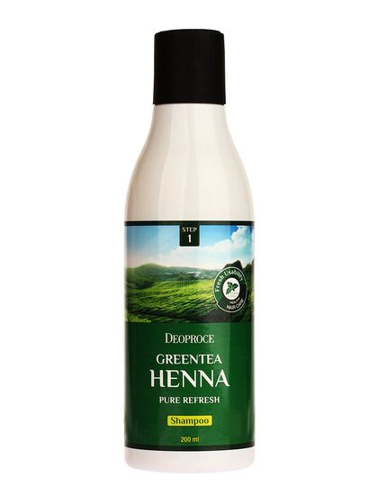 Deoproce Восстанавливающий шампунь для волос Greentea Henna Pure Refresh Shampoo, с экстрактом зелёного #1