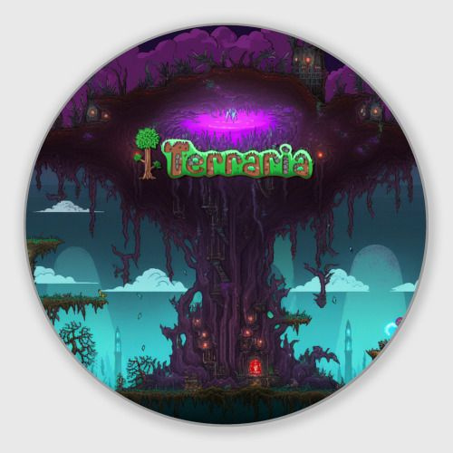 Terraria tree КРУГЛЫЙ Коврик для мыши #1