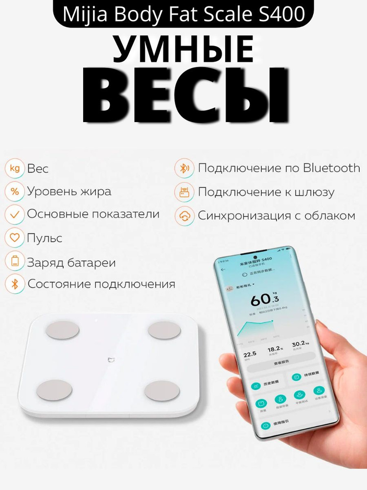 Умные весы Mijia Body Fat Scale S400 White(MJTZC01YM) #1