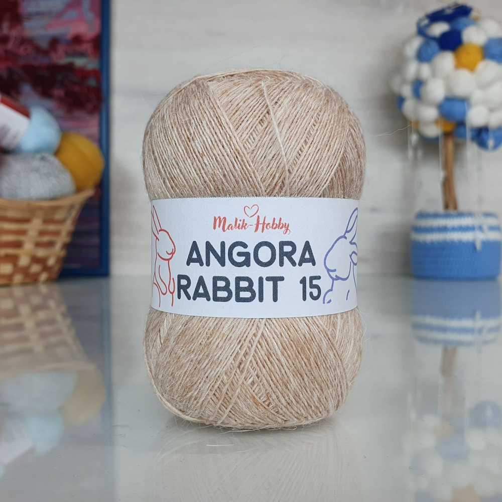 Пряжа Angora Rabbit 15 - 083 (бежевый меланж) 1 моток Malik-hobby, (15% ангора, 5% шерсть, 30% вискоза, #1