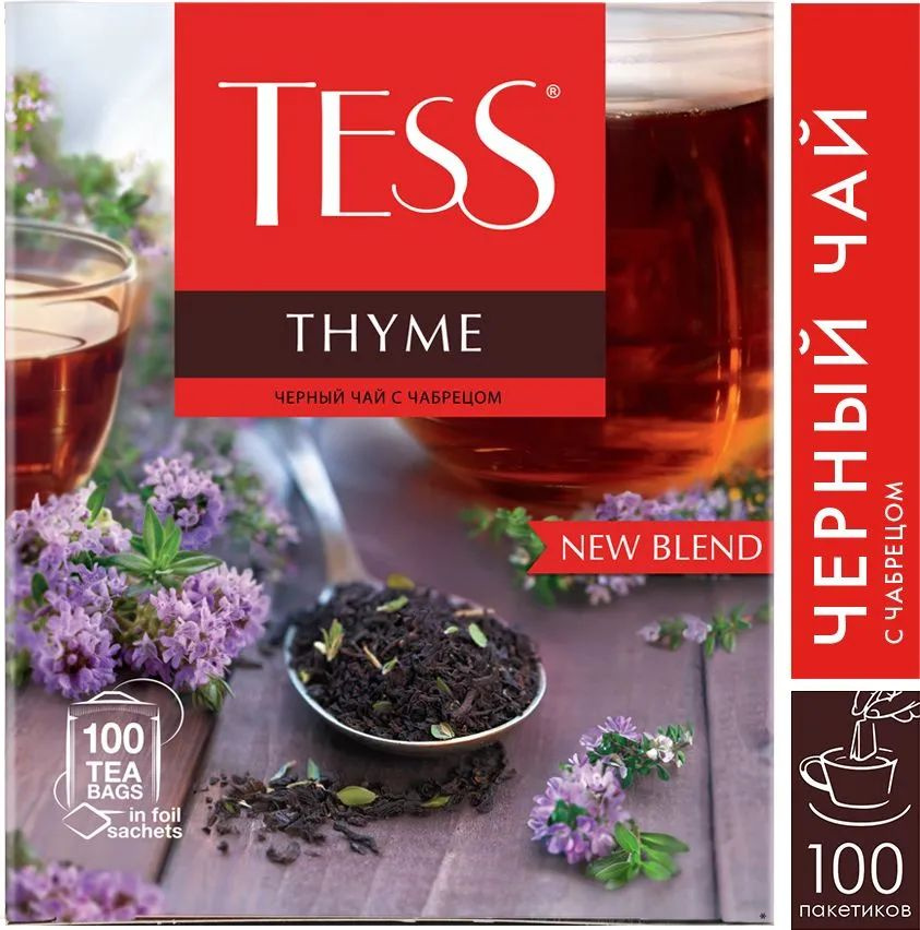 Чай в пакетиках черный Tess Thyme с чабрецом , 100 шт #1