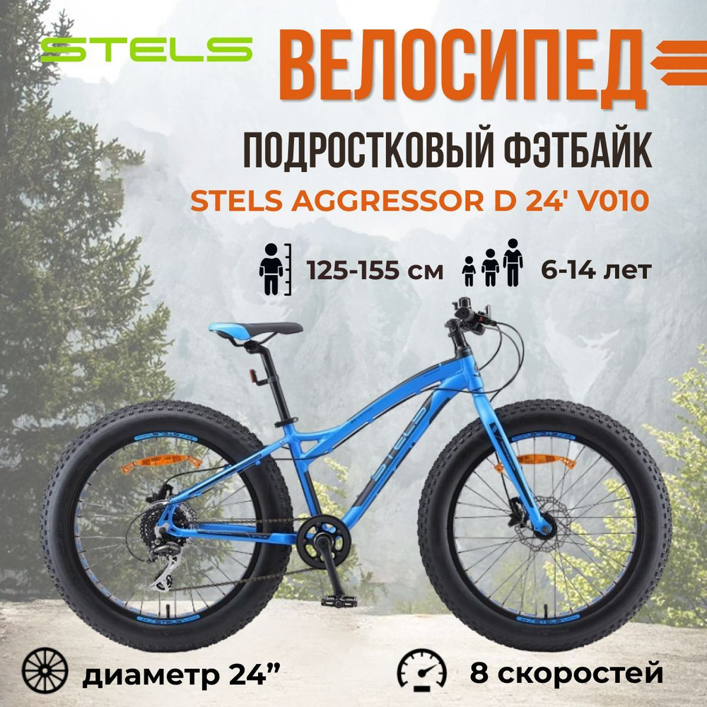 Велосипед подростковый фэтбайк Stels Aggressor D 24' V010 Синий #1