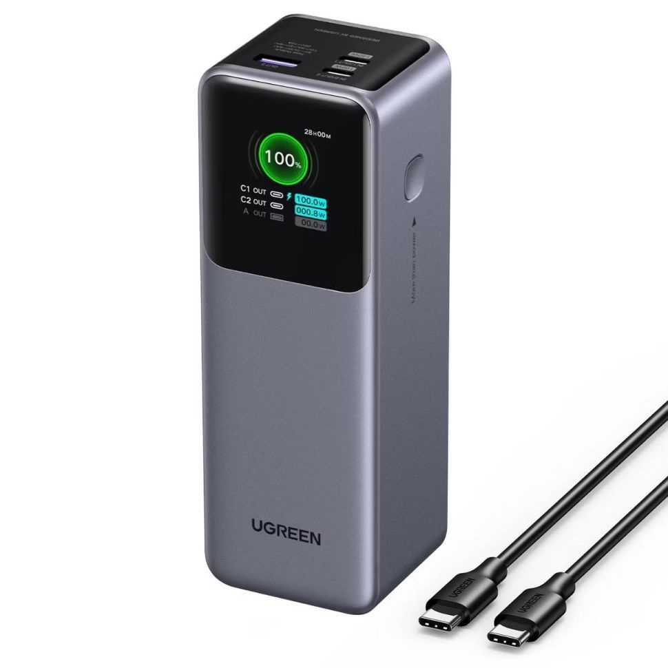 Внешний аккумулятор Ugreen PB722 (35525) PD3.1 25000mAh, 200W 2хType-C +1хUSB, серый/ повербанк  #1