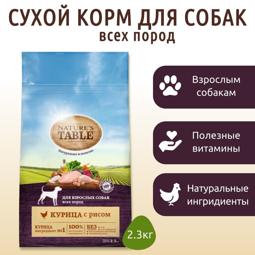 Сухой корм Nature's Table 2300 г для собак Курица с рисом #1