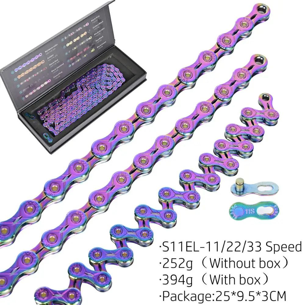 SUMC дорожная велосипедная цепь MTB разноцветная радужная полость 9/10/11/12 скорость 240г  #1