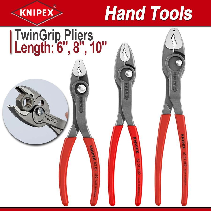 KNIPEX Плоскогубцы для скользящего соединения с двойным захватом Плоскогубцы, набор из 3 частей  #1