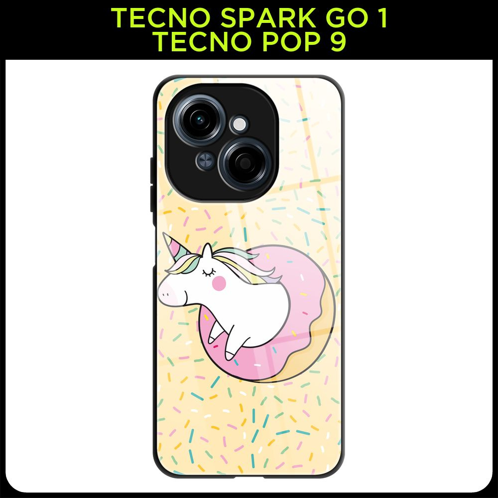 Стеклянный чехол на Tecno Spark Go 1/Tecno POP 9 / Техно Спарк Го 1/Техно ПОП 9 с принтом "Единорог в #1