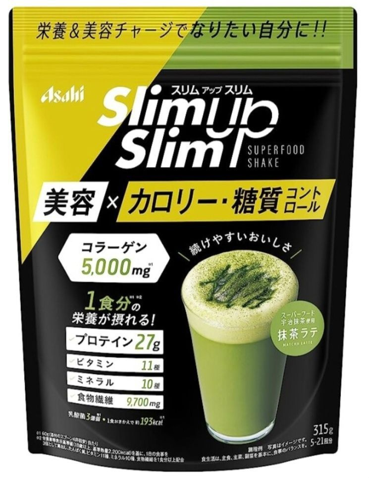 Протеиновый коктейль с коллагеном и ферментами "Матча" Slim Up Slim ASAHI Enzyme + Super Food Shake Matcha #1