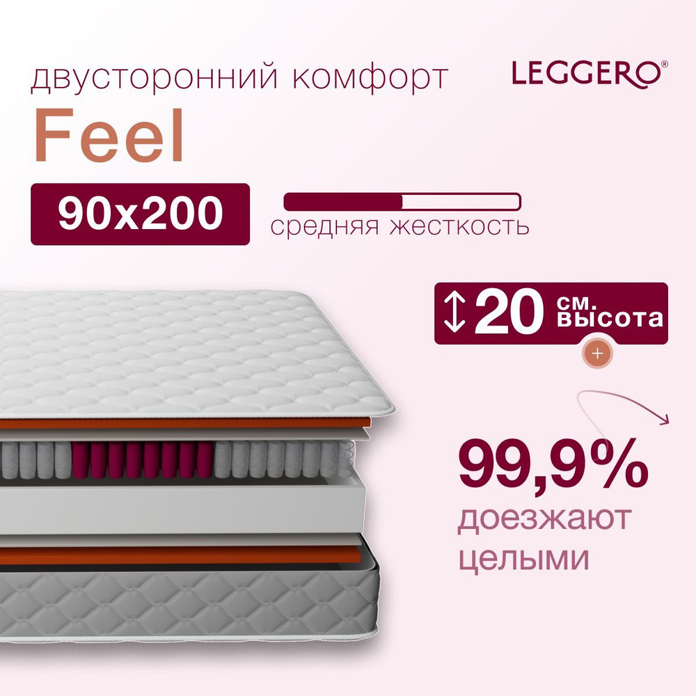 Анатомический матрас Leggero Feel 90х200 ортопедический независимые пружины  #1