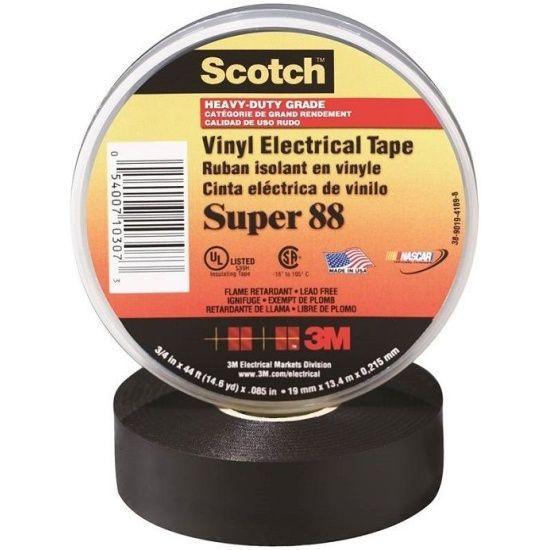 Scotch Super 88 19мм х 20м х 0.22мм черная, Изолента ПВХ высшего класса  #1