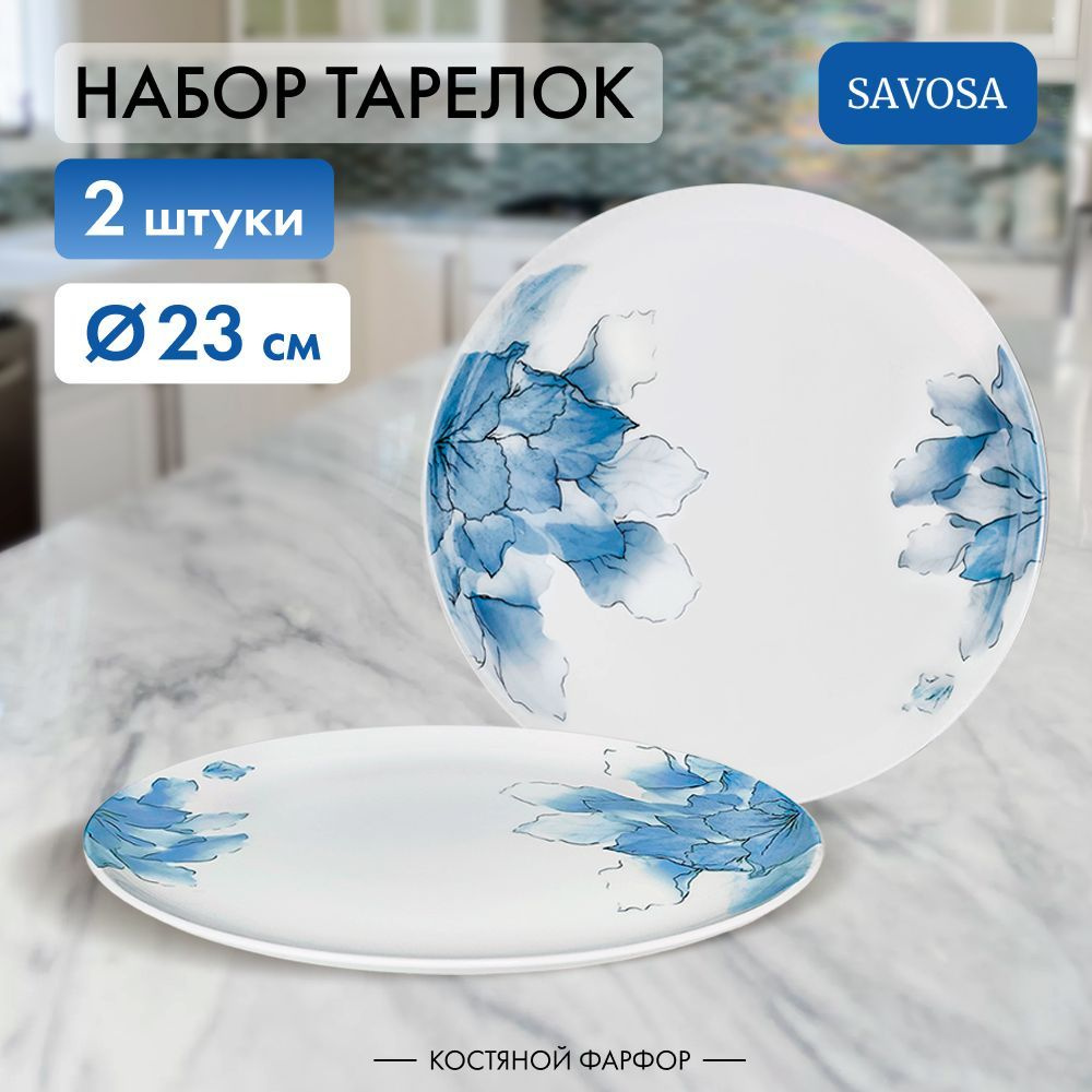 Набор из 2 фарфроровых обеденных тарелок Savosa Aquarelle collection 23 см  #1