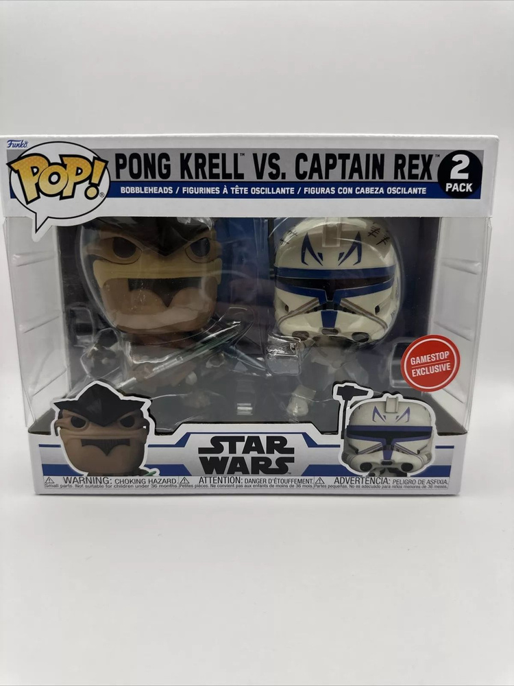 Фигурка Funko Pop! Star Wars: Pong Krell vs Captain Rex (Стикер GameStop (Фанко Поп Понг Крелл, Капитан #1