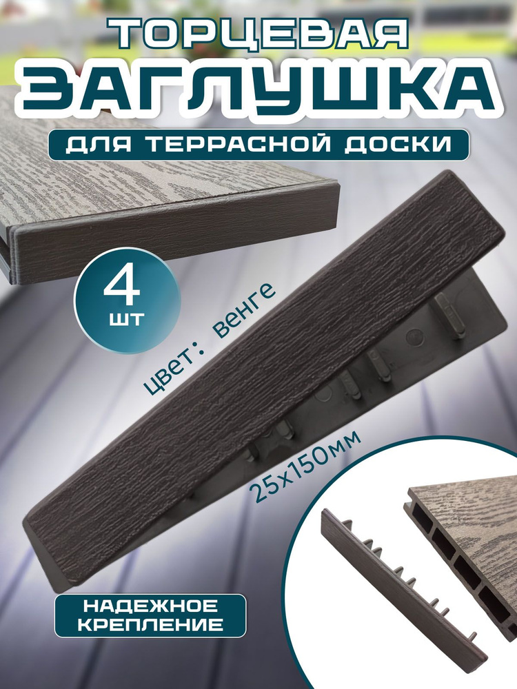 Заглушки пластиковые для террасной доски (ДПК) 150х25, 4 шт купить на ...
