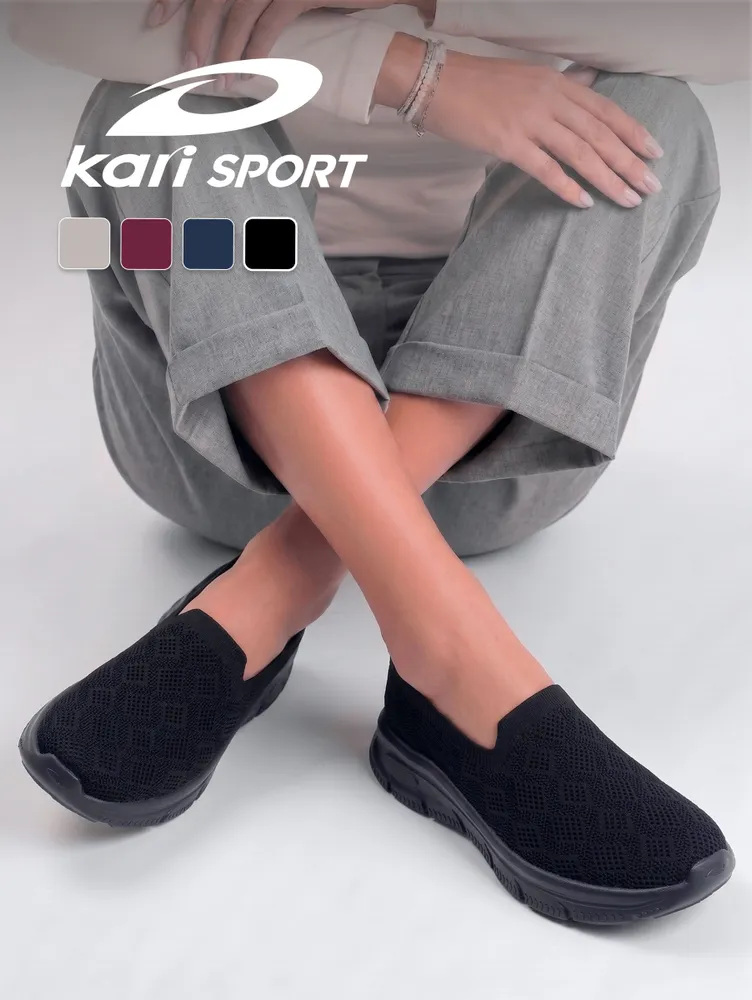 Слипоны Kari SPORT женские черные летние текстильные