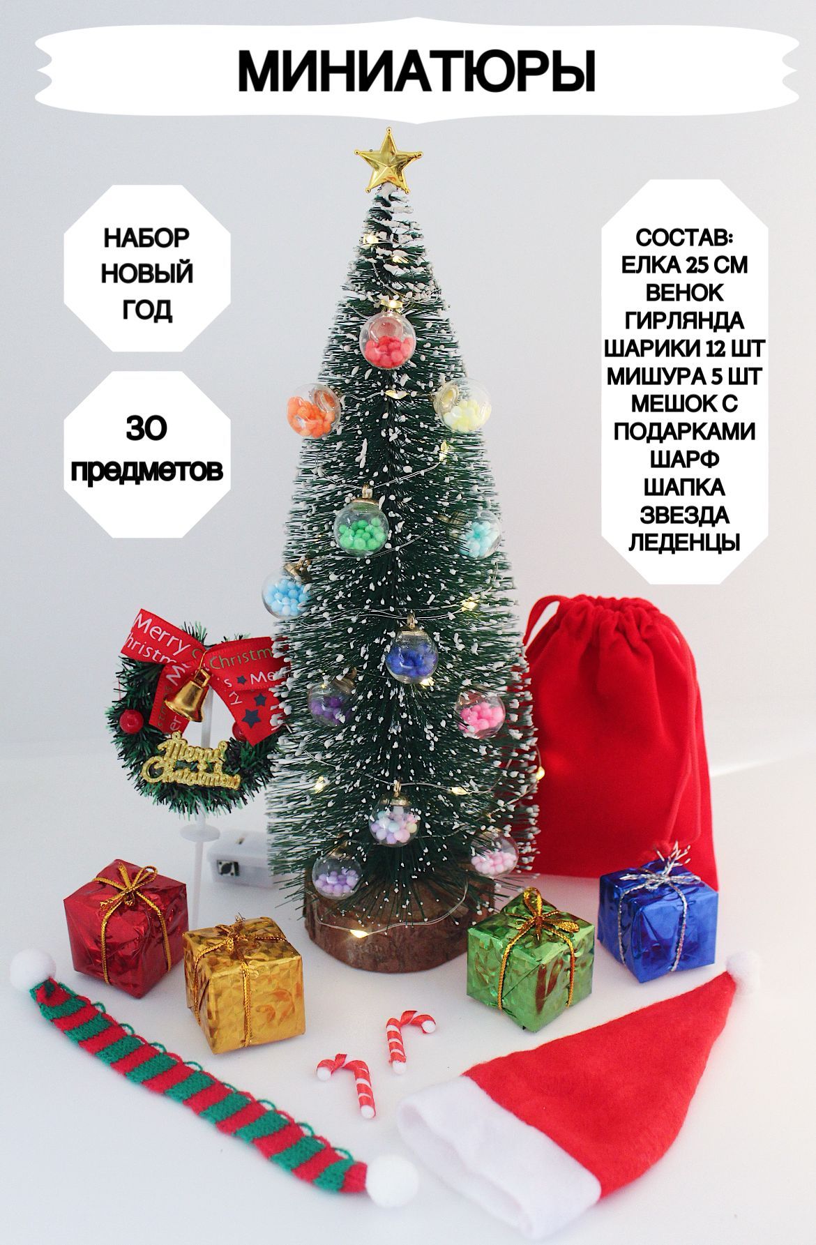 Новогодняяёлка,декордляукрашениякукольногодомика