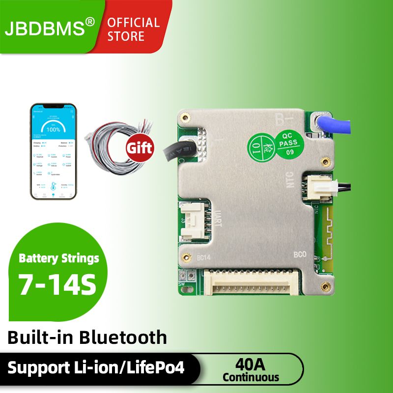 JBDSmartBMS24V36V48V20A30A40A50A7S8S9S10S11S12S13S14SвстроеннаябалансировкаBTUARTLi-ionLFPBMSдляE-Bike