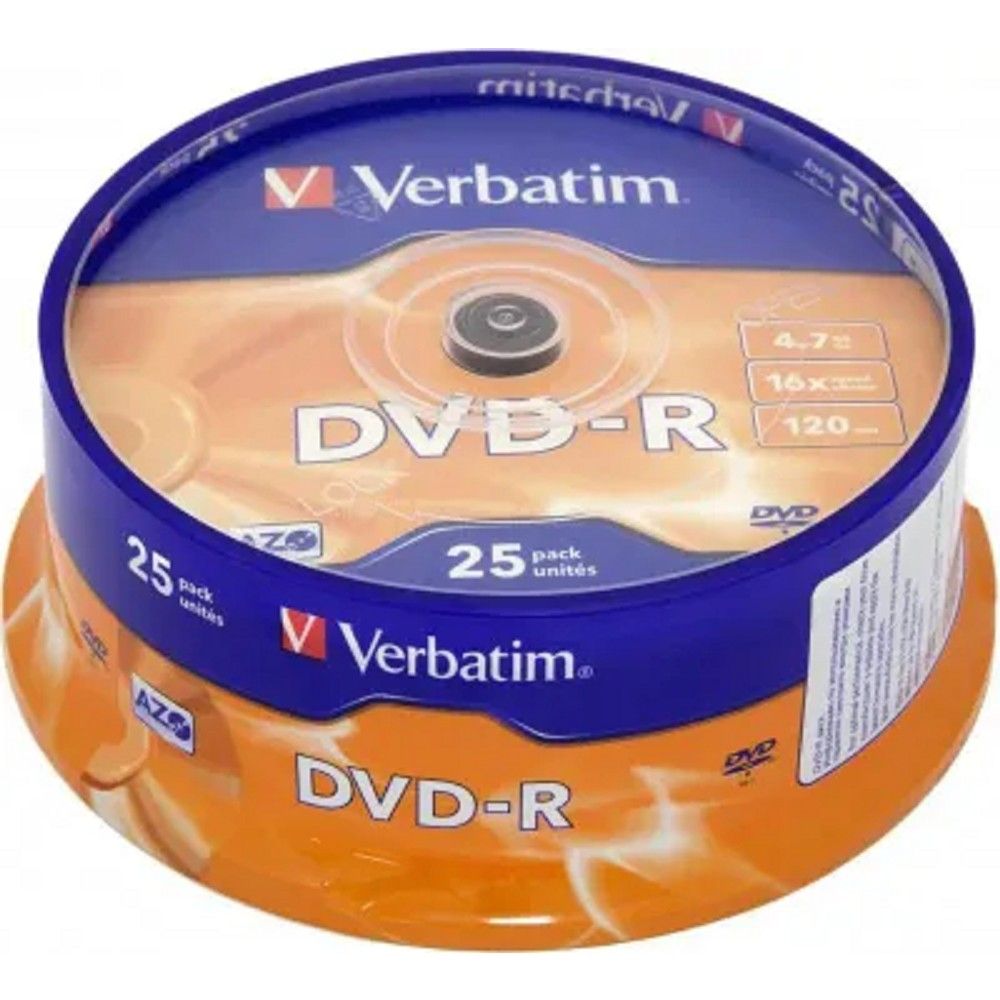 VerbatimДискДискиDVD-R4.7Gb16-х,25шт,CakeBox43522
