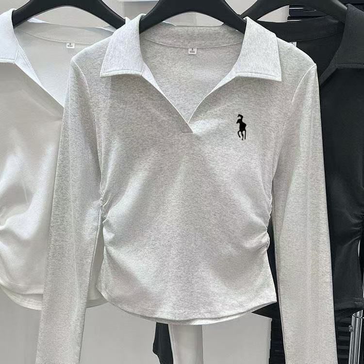 ЛонгсливPoloRalphLaurenОсенне-зимняявышитаяфутболка,нижняярубашкаизчистогохлопкасдлиннымирукавами