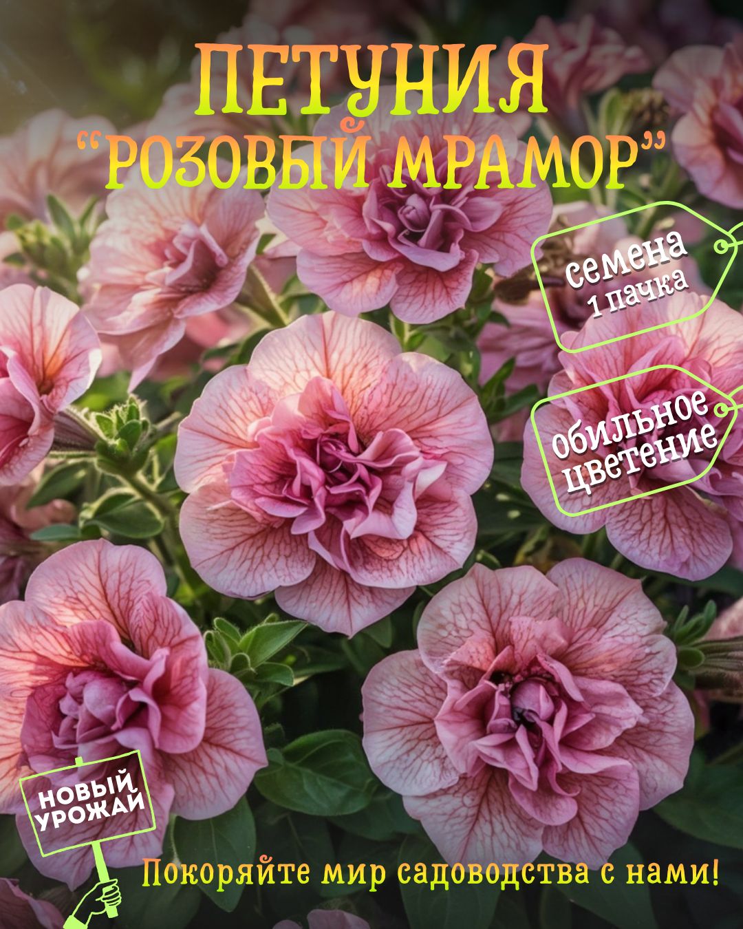 Петунияампельная(махровая)Розовыймрамор,семена,10шт.