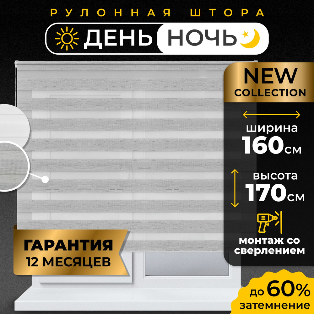 Рулонные шторы День - Ночь LmDecor 160х170 см жалюзи на окна 160 ширина, рольшторы  #1