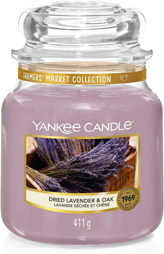 Yankee Candle Свеча ароматическая "Кора дуба и лаванда / Dried Lavender & Oak 411 гр.", 12.7 см х 10.7 #1