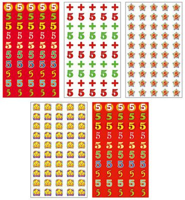 Набор наклеек для поощрения ПЯТЕРКИ 5 видов по 2 штуки #1