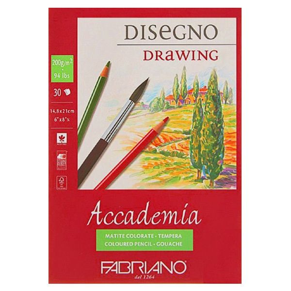 Альбом для эскизов Fabriano "Accademia", 200 г/м2, A5, 14,8х21 см, склейка с одной стороны, 5х30 листов #1