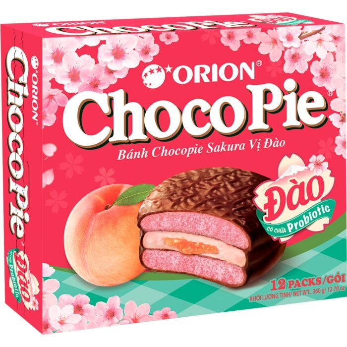 Печенье Orion Choco Pie Peach & Sakura / Орион Чокопай Персик сакура 360гр. (Вьетнам)  #1