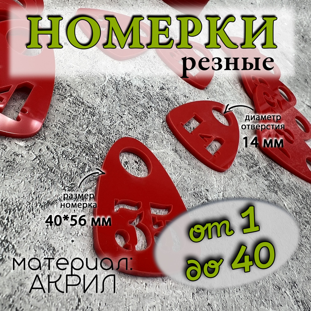 Номерки для гардероба акриловые, 1-40 #1