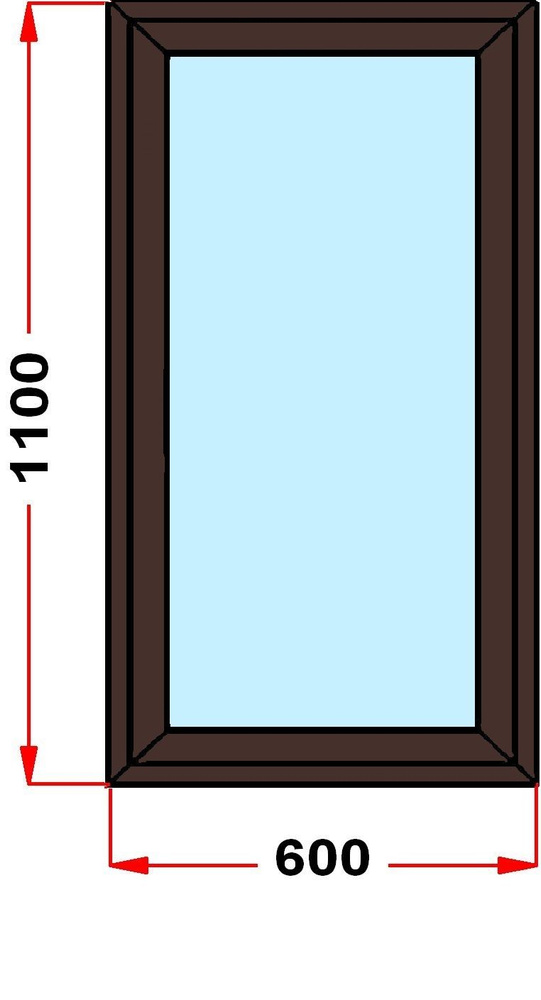 Окно+москитка из профиля Grunder 60 мм (1100 x 600), с поворотно-откидной створкой, стеклопакет 3 стекла, #1