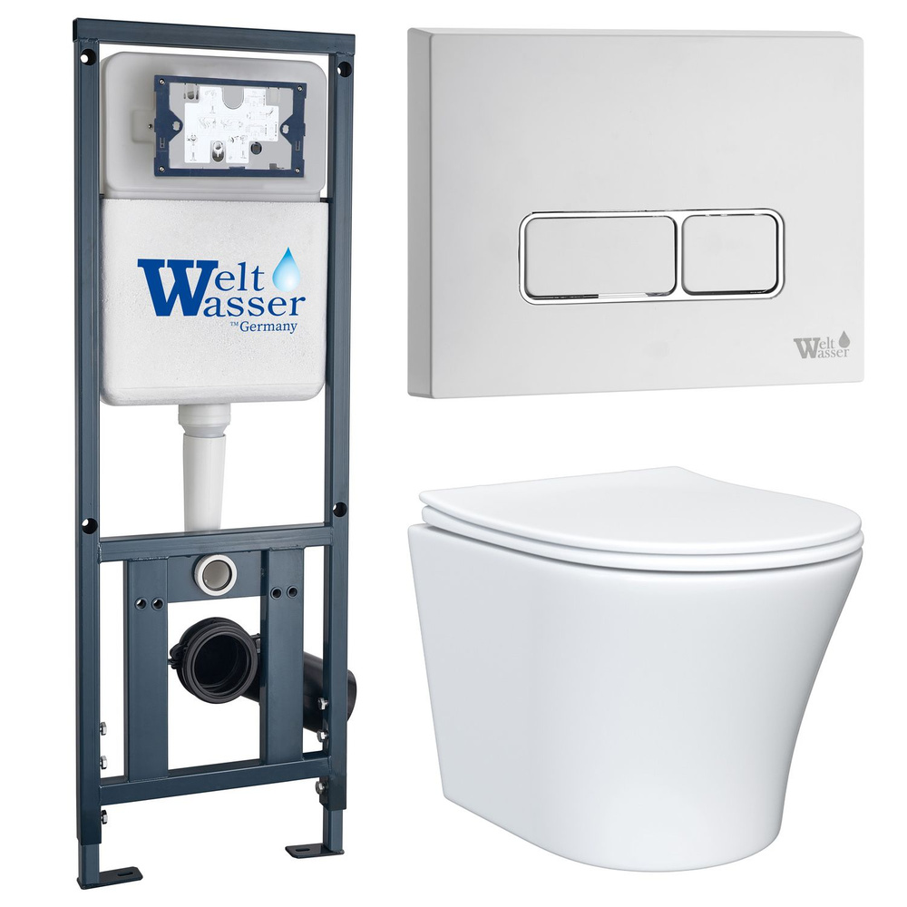 Комплект: Weltwasser Инсталляция Mar 410+Кнопка Mar 410 SE GL-WT белый+Astra JK8021052 белый унитаз  #1