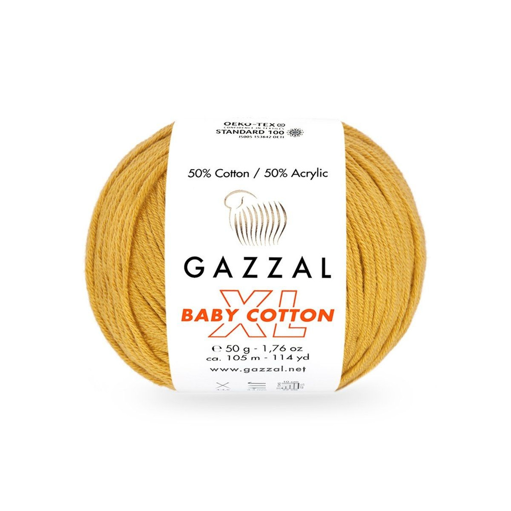 Пряжа Gazzal Baby Cotton XL (3447) Цвет - Горчица #1